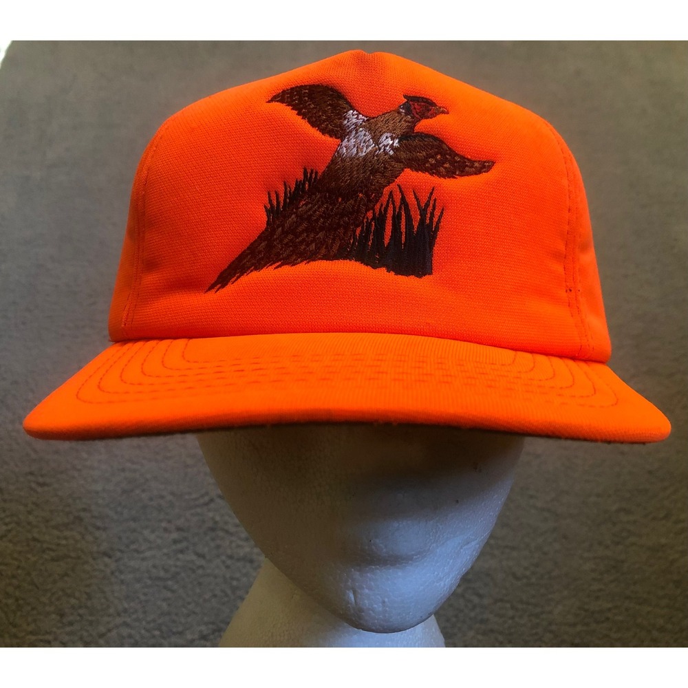 Vintage Winchester Blaze Orange Pheasant Embroidered Snapback Hunting Hat Cap